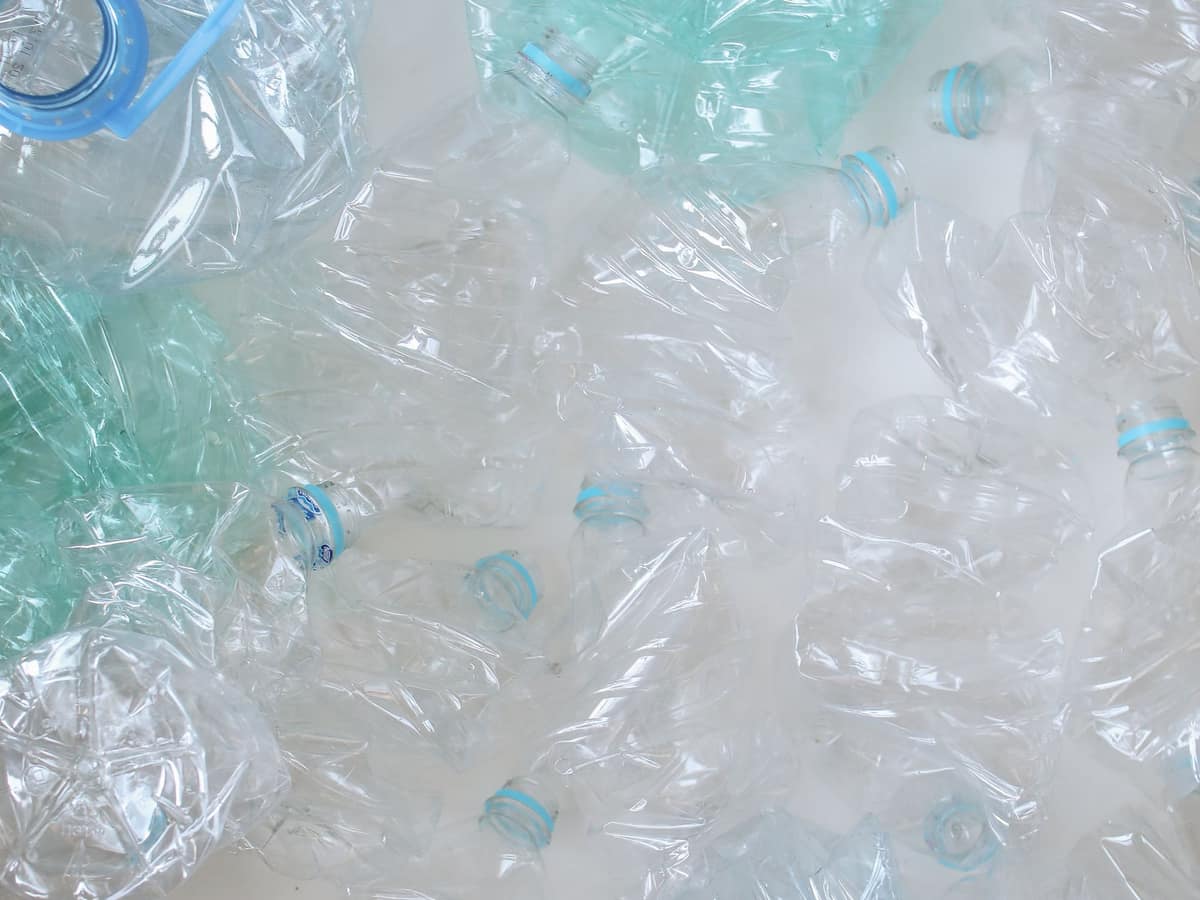 PET hojuela cristal (prueba): botellas de PET cristal compactadas